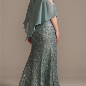 Crystal Cold Shoulder Capelet Formal Dress Size 20W